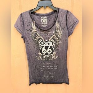 Womens Velvet Stone Route 66 Tee